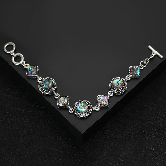 Alloy Abalone Shell Geometric Bracelet For Fashion Jewelry Accessories Brooch – Silver