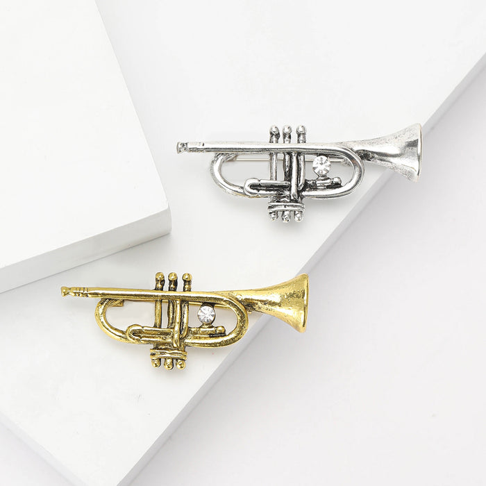 Electroplated Alloy Flute Brooch Pin For Suits And Coats