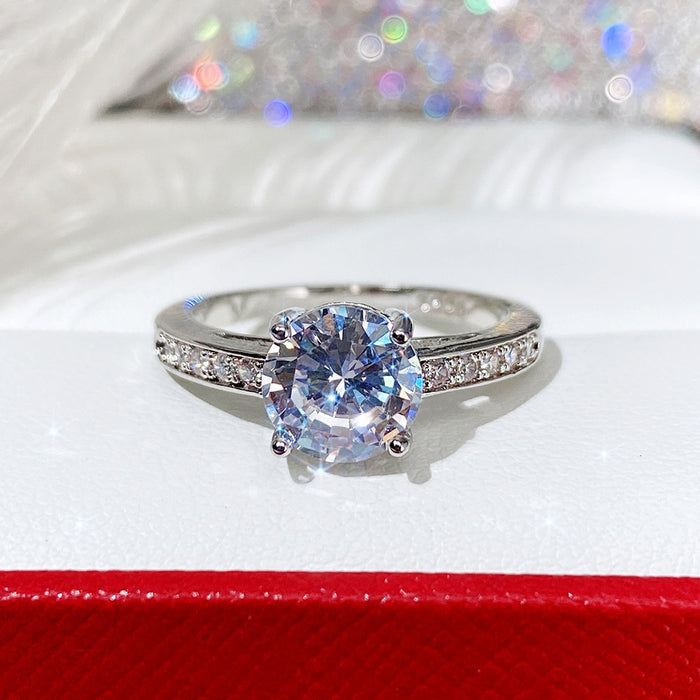 Classic Four Prong Wedding Ring Eight Hearts Eight Arrows Zircon Women's Engagement Ring