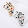 Metal Alloy Rhinestone Tiger Zodiac Brooch For Coat Fastening Decoration view 1