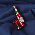 Alloy Enamel Wine Bottle Glass Brooch With Rhinestones For Apparel view 4