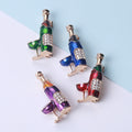 Alloy Enamel Wine Bottle Glass Brooch With Rhinestones For Apparel view 1