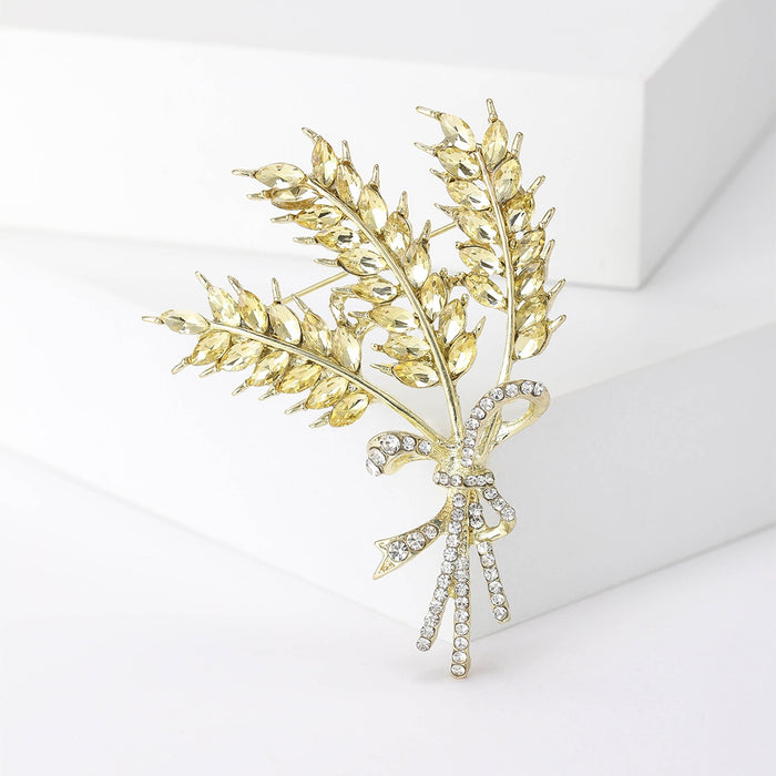 Alloy Gold Wheat Brooch Pin For Women's Coats And Cardigans