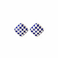 Elegant Geometric Square Checkerboard Enamel Alloy Studs Black White Grid Small Fashion Earrings view 5