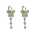 Alloy Rhinestone Butterfly Flower Long Tassel Drop Earrings Fashion OL Statement Jewelry view 5