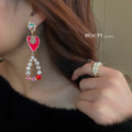 Alloy Rhinestone Butterfly Flower Long Tassel Drop Earrings Fashion OL Statement Jewelry view 3