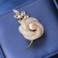 Alloy Rhinestone Hollow Rose Brooch Pin For Elegant Suit Decoration view 3
