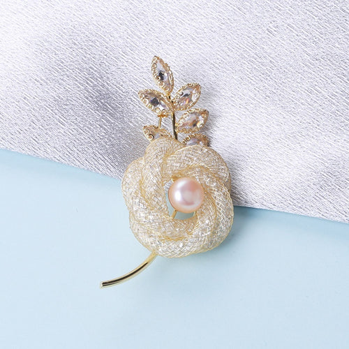 Alloy Rhinestone Hollow Rose Brooch Pin For Elegant Suit Decoration