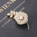 Alloy Rhinestone Hollow Rose Brooch Pin For Elegant Suit Decoration view 4