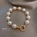 Gold Plated Zircon Pearl Geometric Round Bangle For Women Korean Minimalist Luxury Jewelry view 1