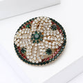Alloy Rhinestone Round Flower Brooch Pin For Vintage Outfits view 3