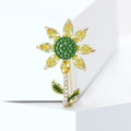 Alloy Zircon Sunflower Brooch Pin For Cardigan Lapel Decoration view 2