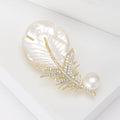 Alloy Zircon Feather Shell Brooch With Freshwater Pearl Accent view 2