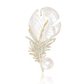 Alloy Zircon Feather Shell Brooch With Freshwater Pearl Accent view 5