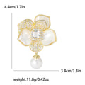 Gold Plated Alloy Zircon Camellia Brooch With Pearl Shell Accent view 4