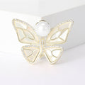 Gold Plated Zircon Butterfly Brooch Pin With Pearl Shell Accent view 2