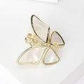 Gold Plated Zircon Butterfly Brooch Pin With Pearl Shell Accent view 3