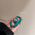 Acrylic C-Shaped Hoop Earrings With Silver Pins, Retro Hong Kong Style Geometric Circle Design view 3