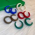 Acrylic C-Shaped Hoop Earrings With Silver Pins, Retro Hong Kong Style Geometric Circle Design view 1