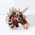 Alloy Enamel Rhinestone Unicorn Brooch Pin For Fashion Apparel view 2