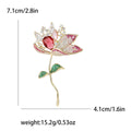Alloy Zircon Lotus Brooch With Gradient Color For Qipao Suits view 6
