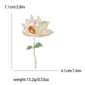 Alloy Zircon Lotus Brooch With Gradient Color For Qipao Suits view 4