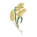 Enamel Gold Zircon Wheat Brooch Pin For Dresses And Coats view 5