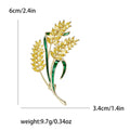 Enamel Gold Zircon Wheat Brooch Pin For Dresses And Coats view 4