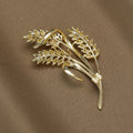 Enamel Gold Zircon Wheat Brooch Pin For Dresses And Coats view 3
