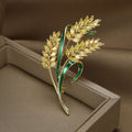 Enamel Gold Zircon Wheat Brooch Pin For Dresses And Coats view 2