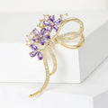 Gold Plated Zircon Bow Shell Flower Brooch Pin For Suit Coats view 4