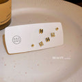 Alloy Rhinestone Letter H Stud Earrings Jewelry Set, Korean OL Style For Women view 4