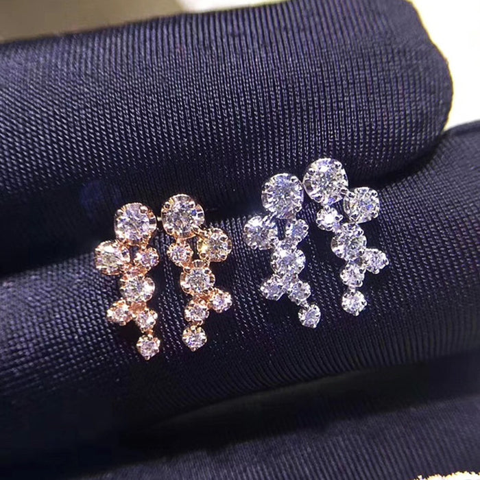 Creative Geometric Zircon Stud Earrings For Women Rose Gold Plated Minimalist