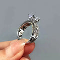 Fashion Women's Simulated Diamond Wedding Ring With Super Sparkling Zircon Pave view 3