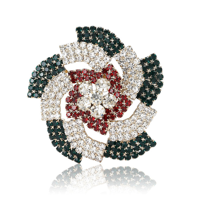 Alloy Rhinestone Gradient Flower Brooch Pin For Women's Coats