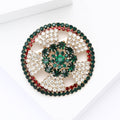 Alloy Rhinestone Round Wreath Brooch For Coats And Blazers view 4