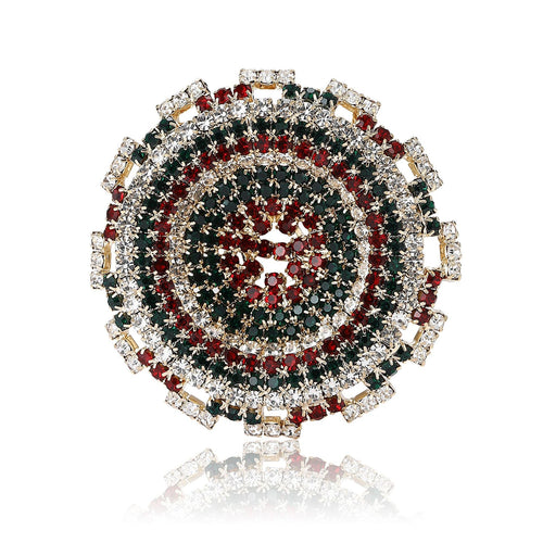 Metal Alloy Rhinestone Round Brooch Pin For Women's Coats And Suits