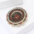 Metal Alloy Rhinestone Round Brooch Pin For Women's Coats And Suits view 3