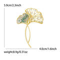Alloy Zircon Ginkgo Leaf Brooch Elegant Plant Lapel Pin view 5