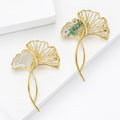 Alloy Zircon Ginkgo Leaf Brooch Elegant Plant Lapel Pin view 3