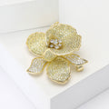 Copper Zircon Flower Brooch For Elegant Dress And Shawl view 3