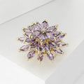 Copper Zircon Rotating Snowflake Brooch Pin For Elegant Women's Apparel view 3