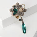 Alloy Rhinestone Teardrop Tassel Flower Brooch Lapel Pin For Coats view 4