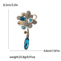 Alloy Rhinestone Teardrop Tassel Flower Brooch Lapel Pin For Coats view 5