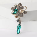 Alloy Rhinestone Teardrop Tassel Flower Brooch Lapel Pin For Coats view 6