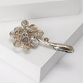Alloy Rhinestone Teardrop Tassel Flower Brooch Lapel Pin For Coats view 3