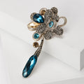 Alloy Rhinestone Teardrop Tassel Flower Brooch Lapel Pin For Coats view 2