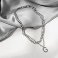 Korean Japanese Fashion Double Layer Metal Twisted Letter Necklace For Women Hong Kong Style Jewelry view 3