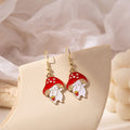 Cute Cartoon Mushroom Enamel Alloy Drop Hook Earrings, Playful Girls Fashion Novelty Dangle Earrings view 2