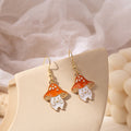 Cute Cartoon Mushroom Enamel Alloy Drop Hook Earrings, Playful Girls Fashion Novelty Dangle Earrings view 4